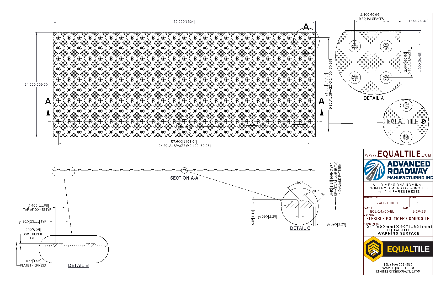 EL Tactile Warning Surface 2X5