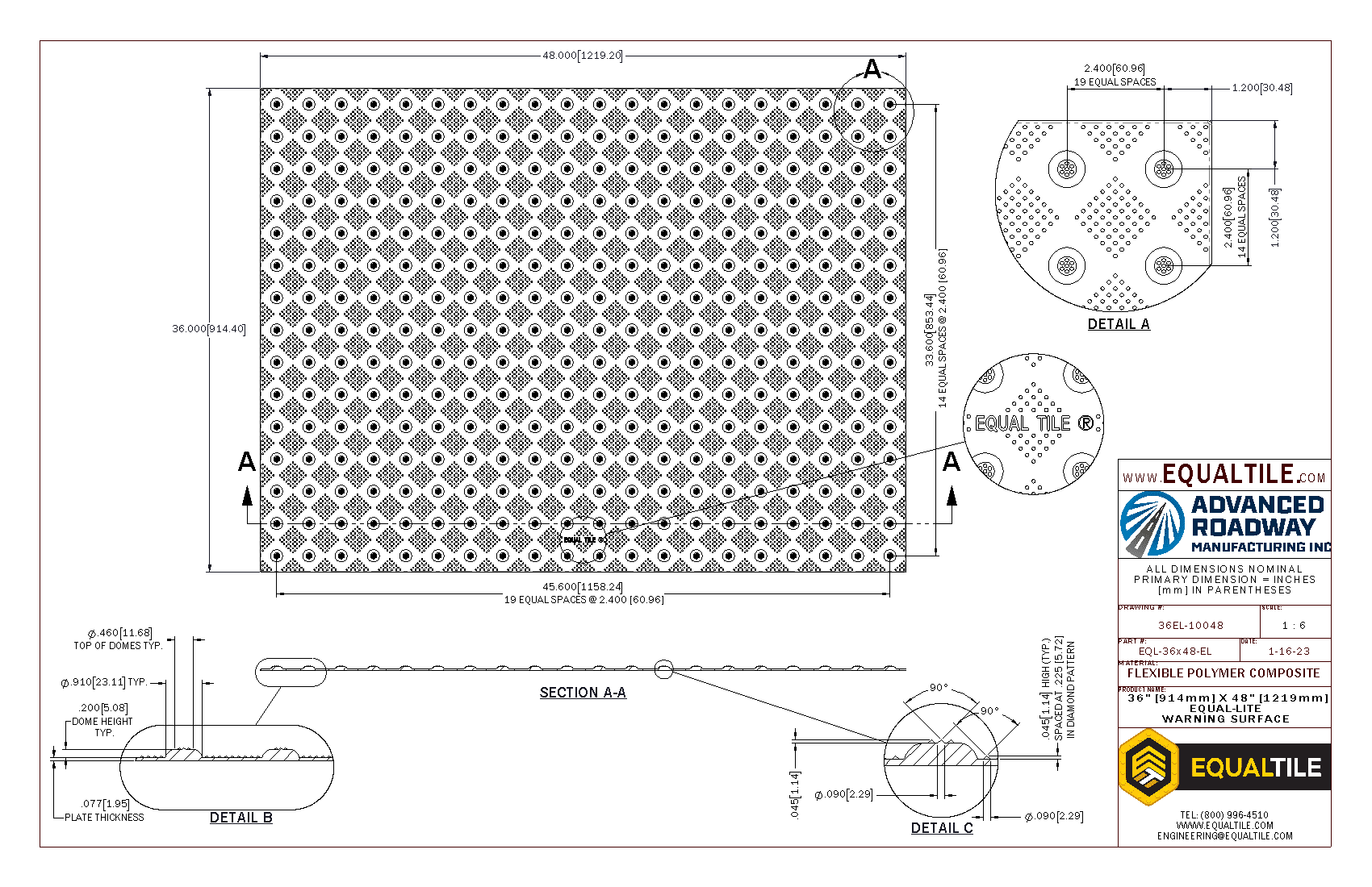 EL Tactile Warning Surface 3X4