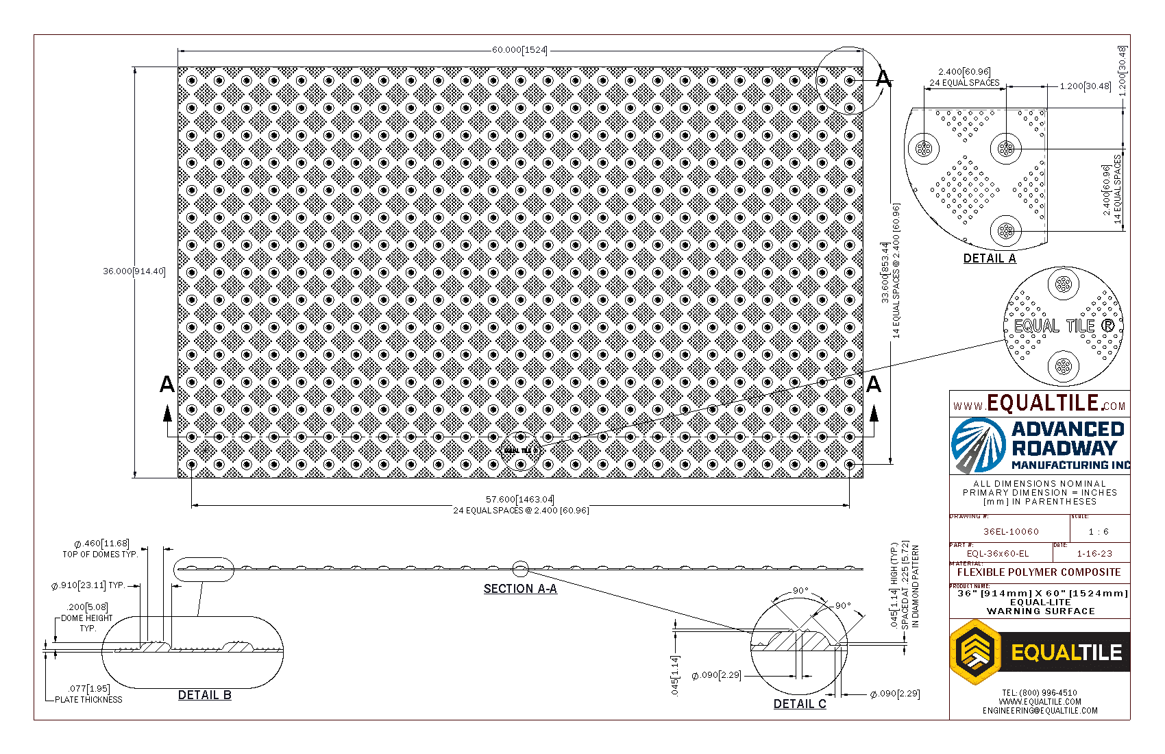 EL Tactile Warning Surface 3X5